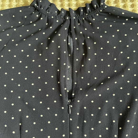 H&M polka dot navy dress. Perfect condition. Knee length if you are 5’3! :) - Picture 2 of 5